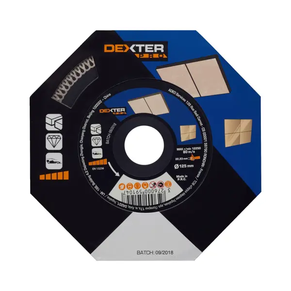 Диск алмазный по керамограниту Dexter к. Pro HC116 турбо 125x22.2x1.6 мм