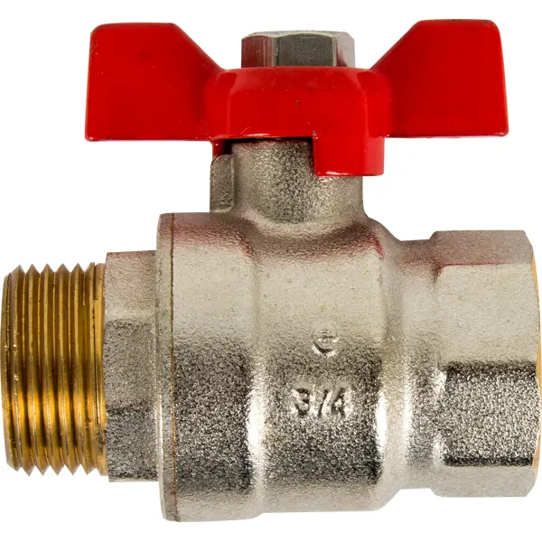 Кран шаровой прямой Equation NRBSFM4034N DN20 PN6 3/4" ВР/НР ручка бабочка латунь