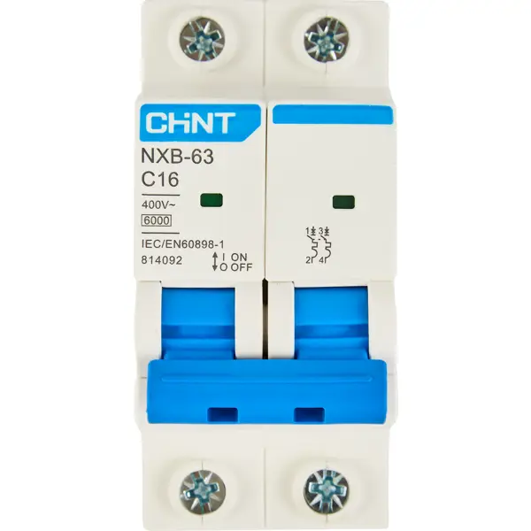 Автоматический выключатель CHINT NXB-63S 2P C16 А 6 кА