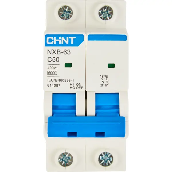 Автоматический выключатель CHINT NXB-63S 2P C50 А 6 кА