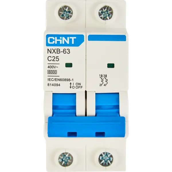 Автоматический выключатель CHINT NXB-63S 2P C25 А 6 кА