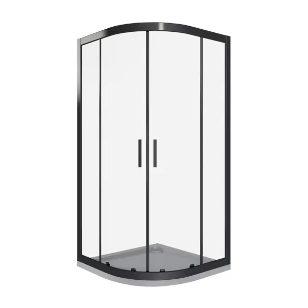Душевой уголок Makiato R-90-C-B, 1/4 круга 90x90 см черный профиль прозрачное стекло раздвижной
