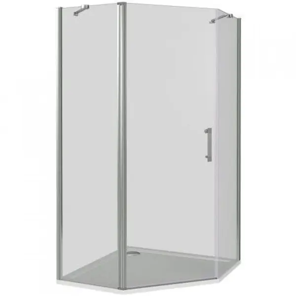 Душевой уголок Makiato PNT-90-C-WE, пентагональный 90x90 см хромированный профиль прозрачное стекло распашной