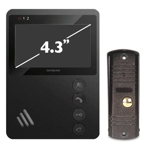 Комплект видеодомофона Skybeam 94402FA+ 94201- 600TVLBL 4.3" цвет черный