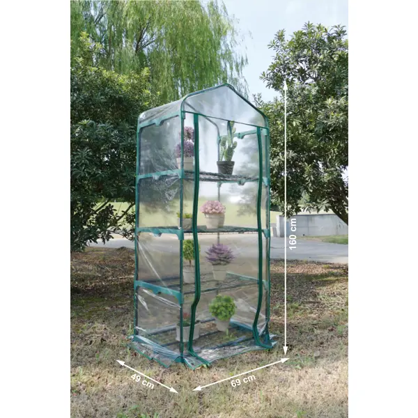 Стеллаж-минитеплица для рассады 4пол 69X49X160см сталь/ПВХ