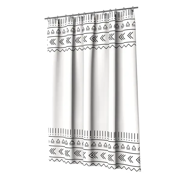Штора для ванной Lemer Snow 180x200 см полиэстер цвет черно-белый
