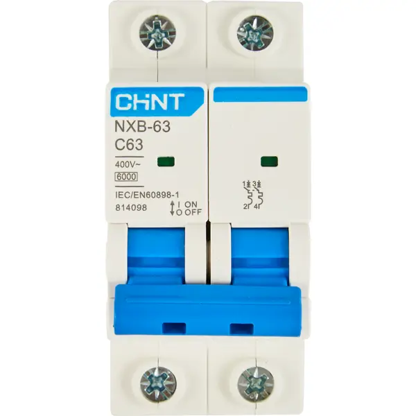 Автоматический выключатель CHINT NXB-63S 2P C63 А 6 кА