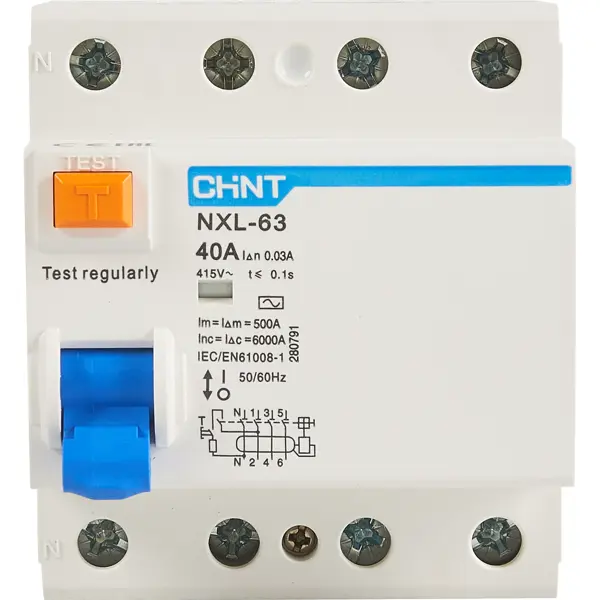 УЗО CHINT NXB-63S 4P 40 A 30 мА 6 кА AC