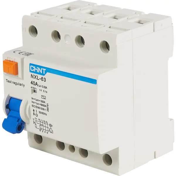 УЗО CHINT NXB-63S 4P 40 A 30 мА 6 кА AC