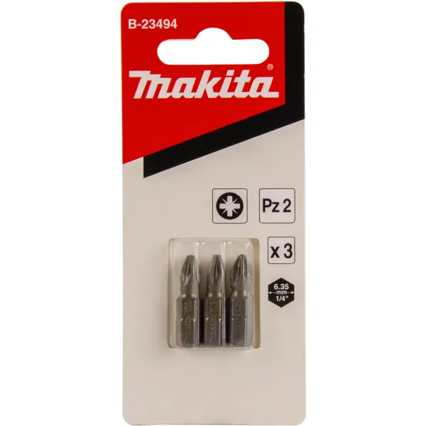 Бита крестовая Makita B-23494 PZ2x25 мм, 3 шт.