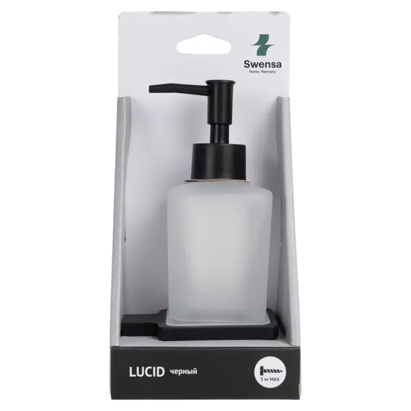 Дозатор для жидкого мыла Swensa Lucid SWR-5400-04-BLK, подвесной, цвет прозрачный/черный