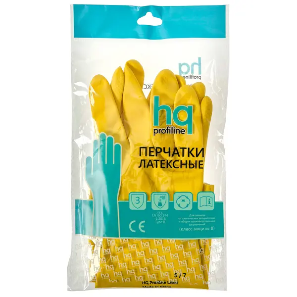 Перчатки латексные Profiline HQ размер 8/M, с хлопковым напылением