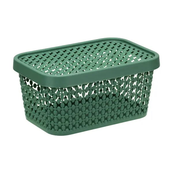 Коробка с крышкой Пирула 19x13x9 см 1.5 л прямоугольная цвет зеленый