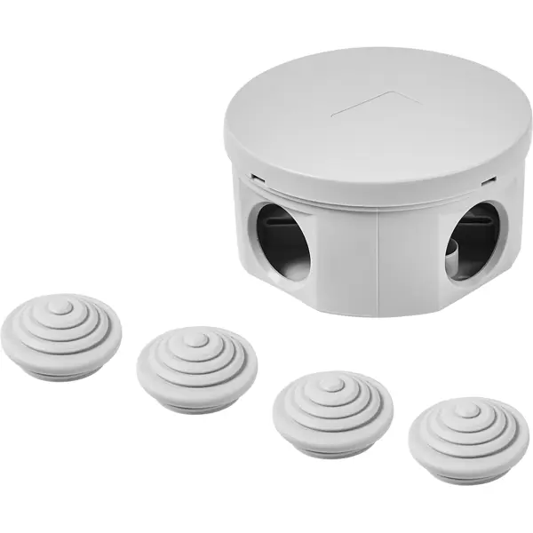 Распределительная коробка открытая Lexman D80x40 мм 4 ввода IP55 цвет серый