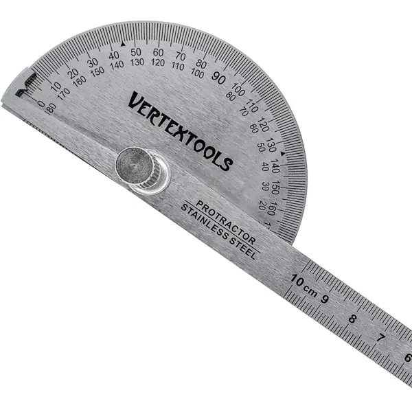 Линейка измерительная стальная с транспортиром Vertextools 3040-90-150 150 мм