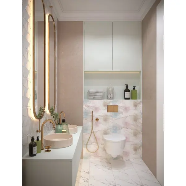 Плитка настенная Axima Тенерифе 30x60 см 1.62 м² матовая цвет белый мрамор цветы