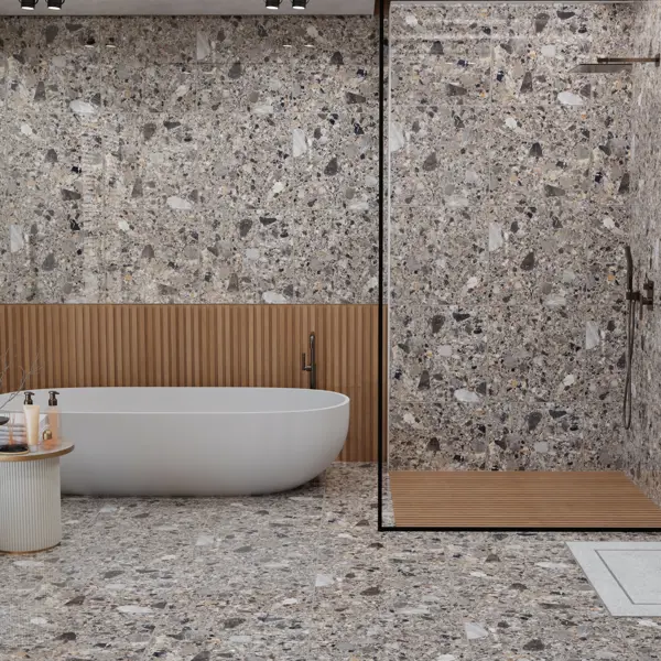 Глазурованный керамогранит Concor Ceppo Grey 60x60 см 1.44 м² полированный цвет тёмно-серый камень