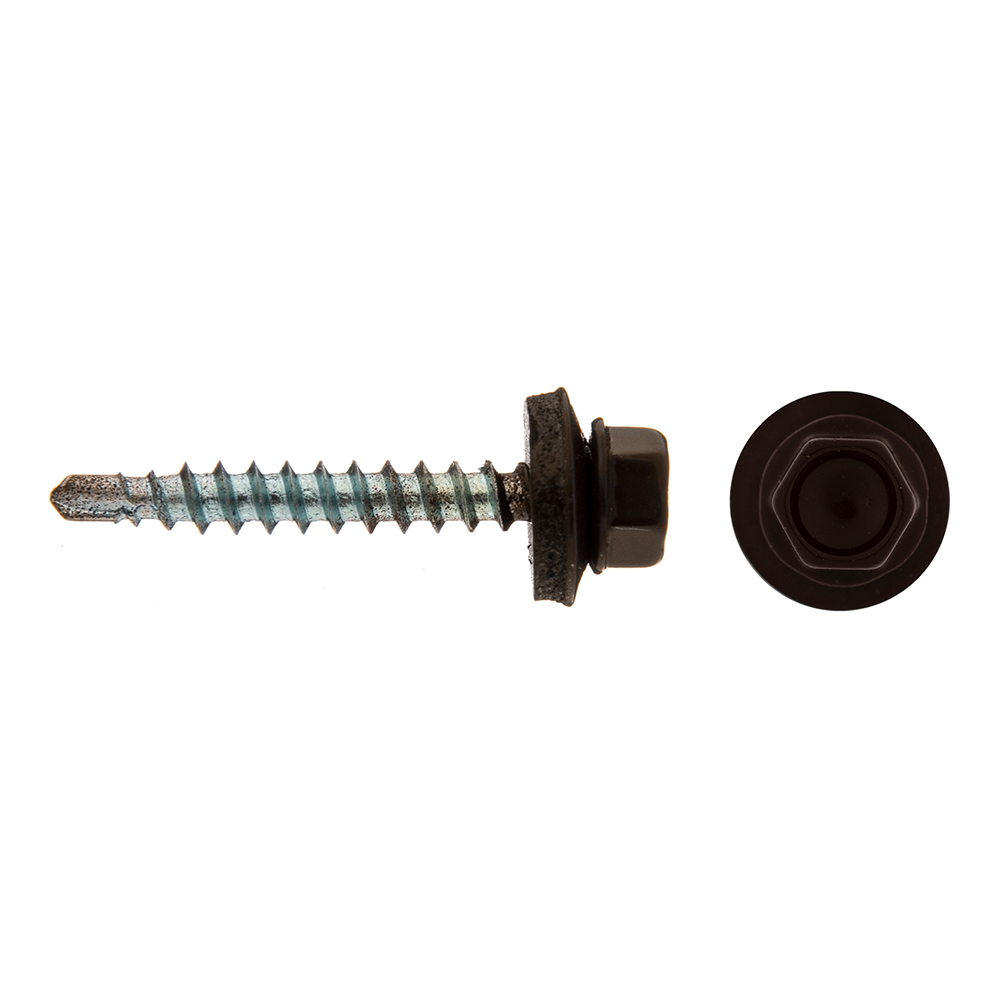 Roofing screws with drill bit 35x4.8 mm metal-wood brown RAL 8017 (60 pcs.)