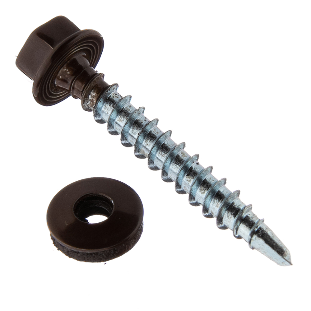 Roofing screws with drill bit 35x4.8 mm metal-wood brown RAL 8017 (60 pcs.)