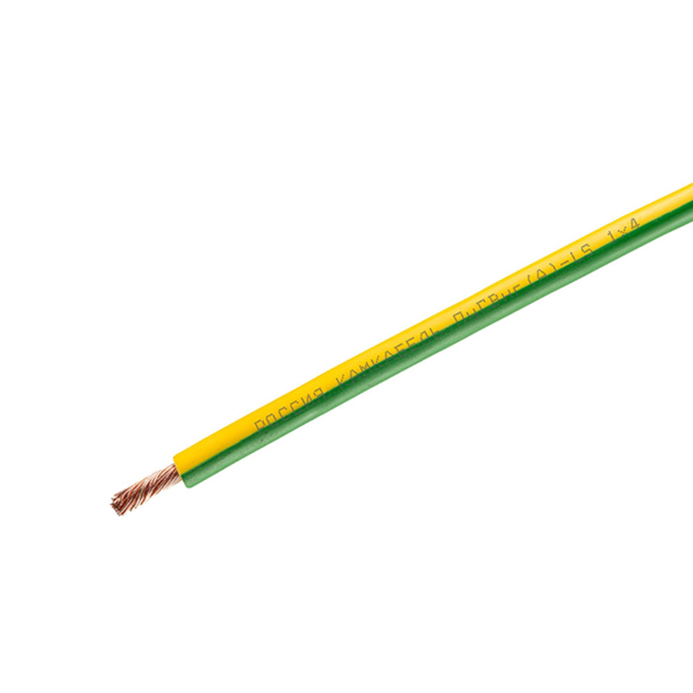 Провод Камкабель ПуГВнг(А)-LS 1х4 желто-зеленый (100 м)
