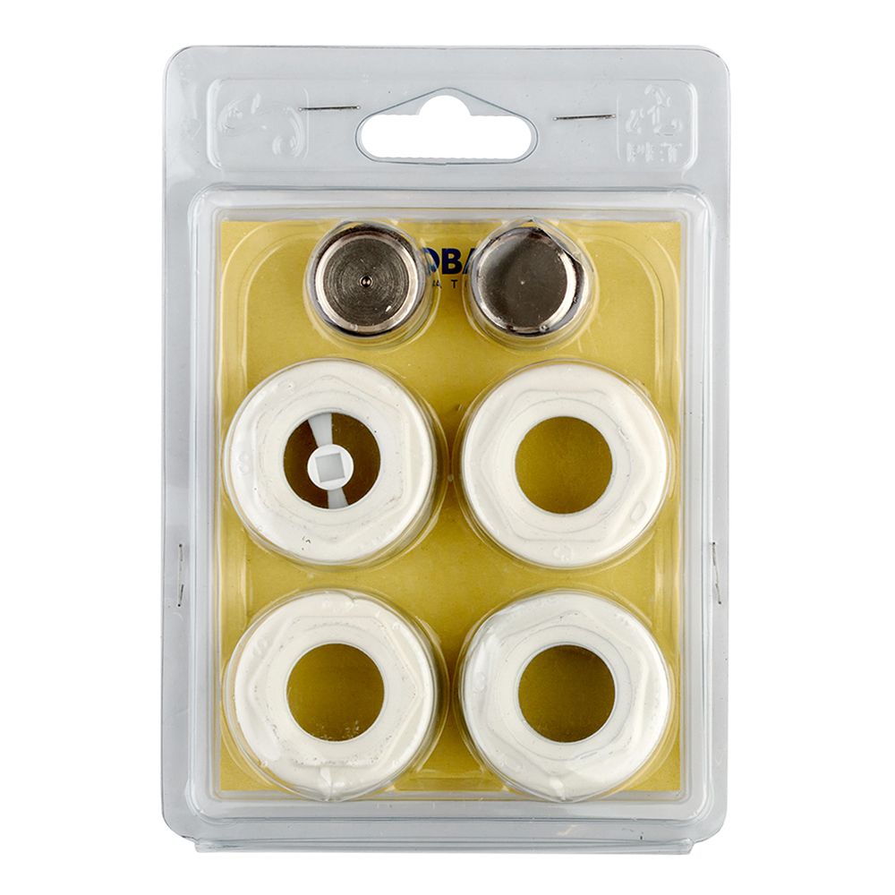 Global connection kit 1" x 1/2" for radiator white (011046)
