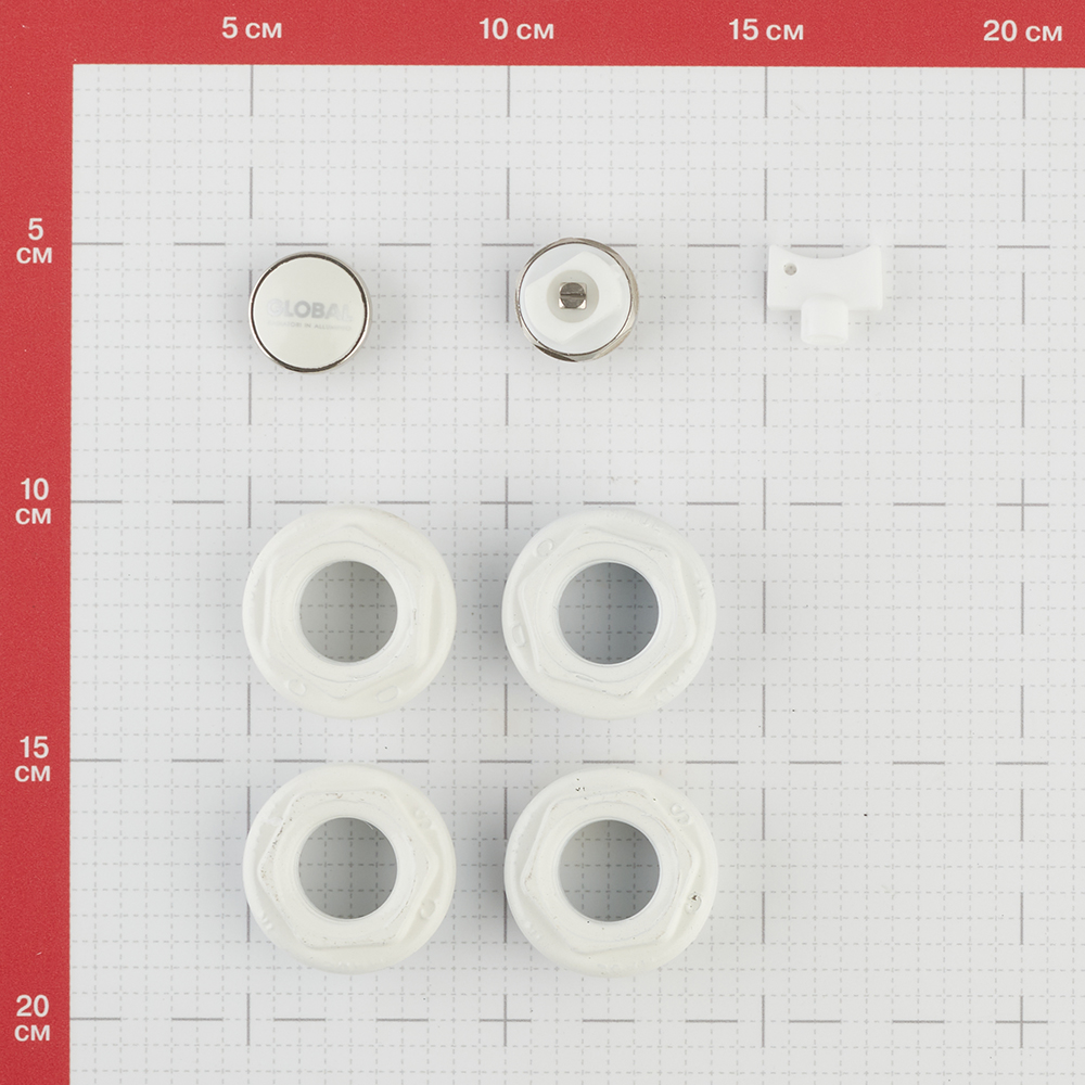 Global connection kit 1" x 1/2" for radiator white (011046)