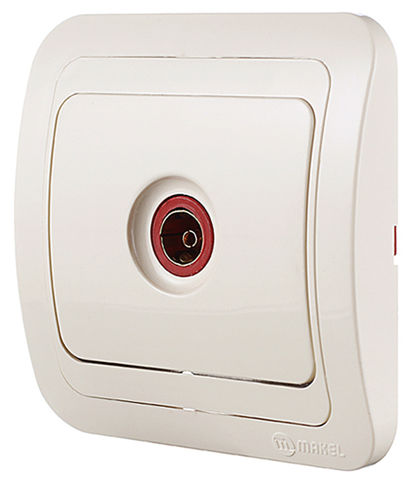 Розетка телевизионная Makel Mimoza встраиваемая бежевая (25027)