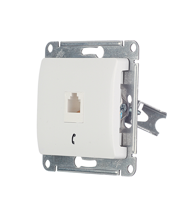 Розетка телефонная Systeme Electric Glossa встраиваемая белая RJ11 (GSL000181T)