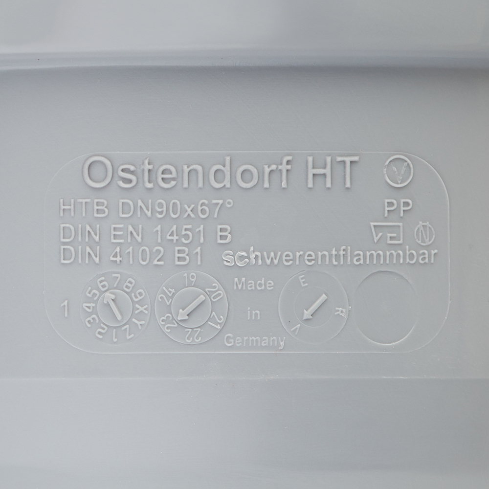 Ostendorf HTB elbow d90 mm 67° plastic for internal sewage (114130)
