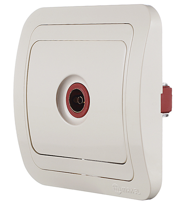 Розетка телевизионная Makel Mimoza встраиваемая бежевая (25007)