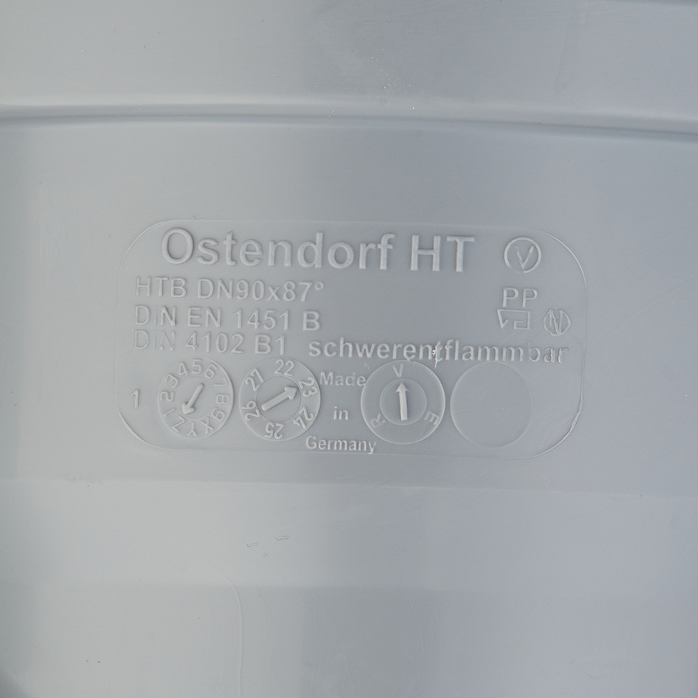 Ostendorf HTB 弯头 直径90毫米 87° 塑料 适用于内部排水系统 (114140)