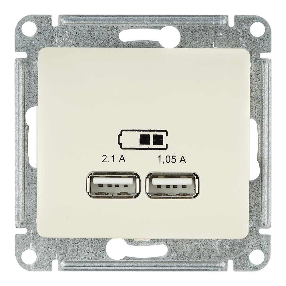 USB插座 Systeme Electric Glossa 嵌入式 米色 2xUSB-A (GSL000233)