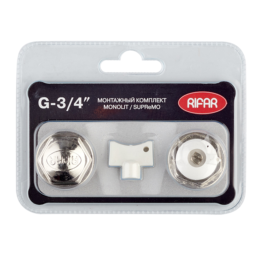 通用连接套件 Rifar RIFAR (R.Ad.G34MS) 3/4" 外螺纹 适用于散热器 铬色