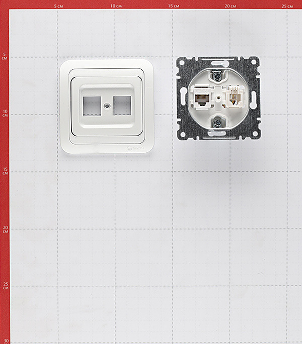 Розетка компьютерная/ телефонная Makel Mimoza встраиваемая белая RJ11/ RJ45 (12037)