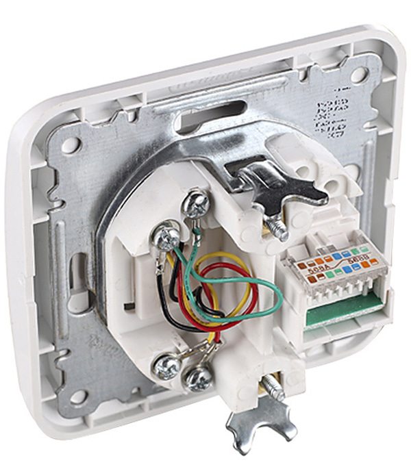 Розетка компьютерная/ телефонная Makel Mimoza встраиваемая белая RJ11/ RJ45 (12037)