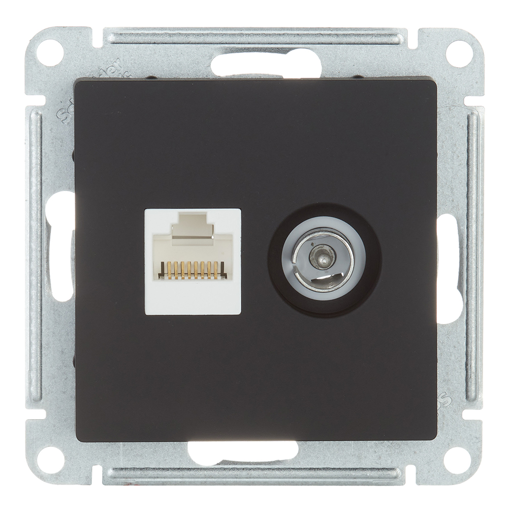 TV/computer socket Systeme Electric AtlasDesign built-in carbon TV/RJ45
