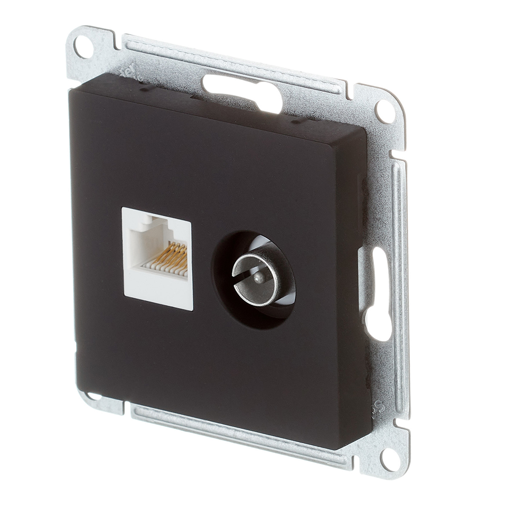 TV/computer socket Systeme Electric AtlasDesign built-in carbon TV/RJ45