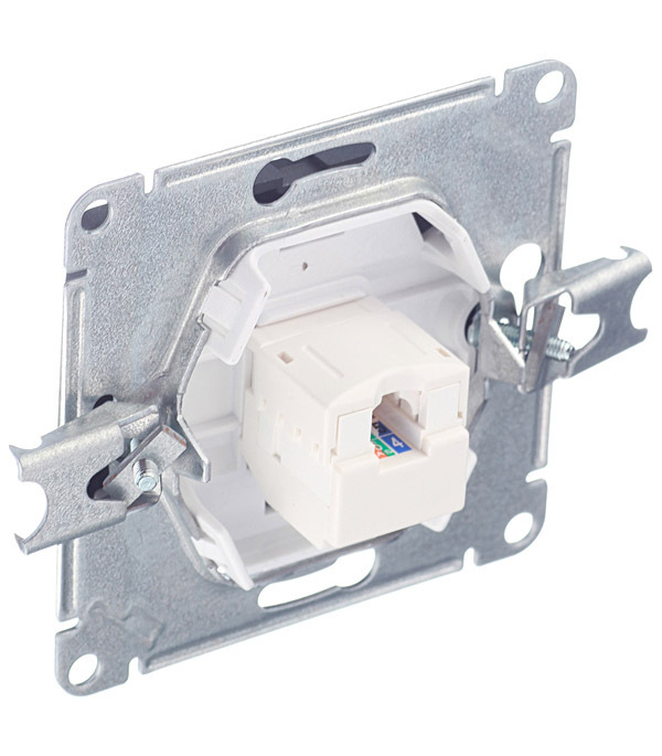 Розетка компьютерная Systeme Electric Glossa встраиваемая антрацит RJ45