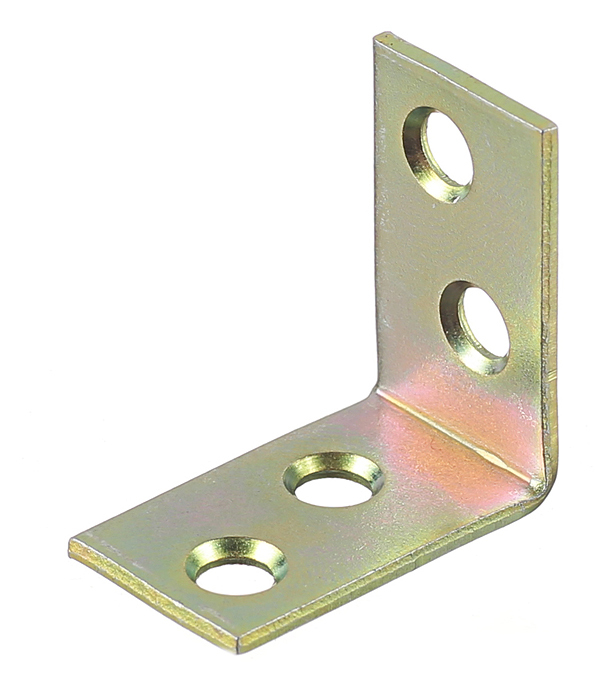 Narrow galvanized angle bracket 25x25x14x1.5 mm with yellow passivation