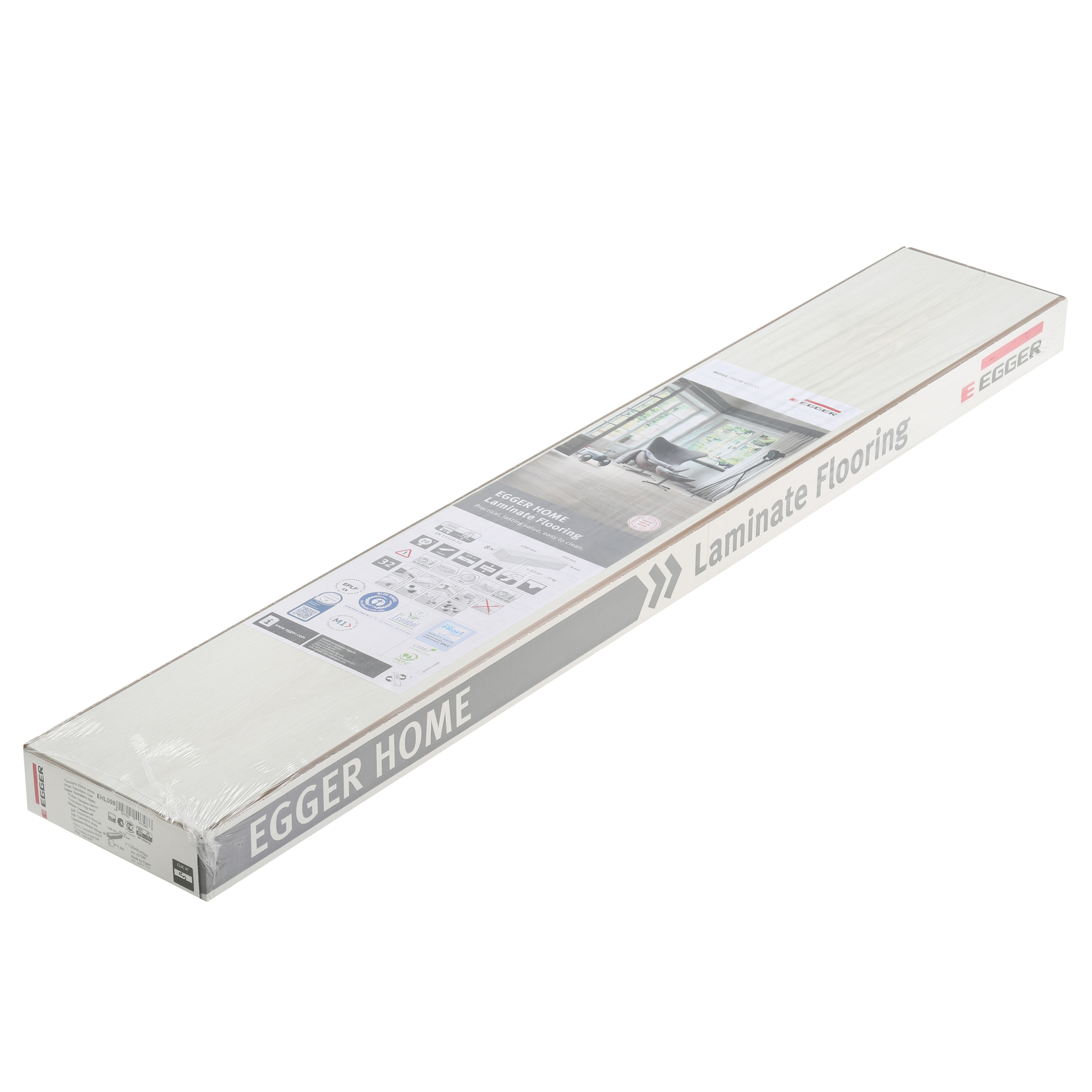 Ламинат 32 класс Egger Home дуб тосколано белый 1,99 кв.м 8 мм с фаской