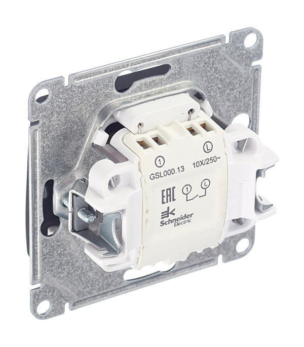 Выключатель Systeme Electric Glossa одноклавишный встраиваемый антрацит с подсветкой (GSL000713)