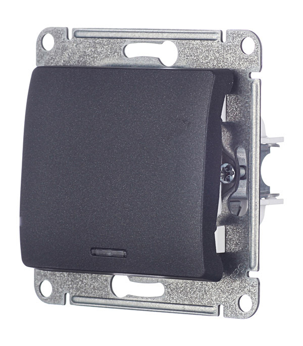 Выключатель Systeme Electric Glossa одноклавишный встраиваемый антрацит с подсветкой (GSL000713)