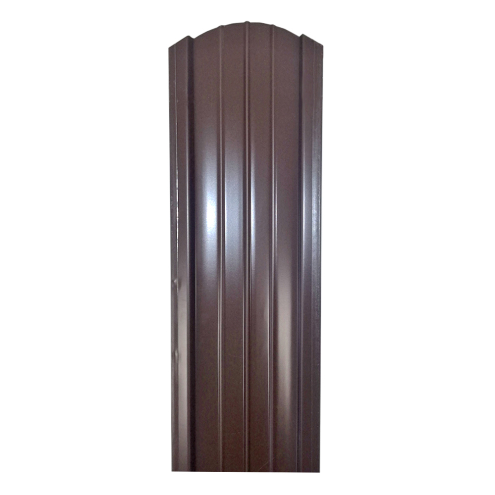 Double-sided semi-circular euro picket fence 0.45 mm 105x2000 mm brown RAL 8017 figured cut