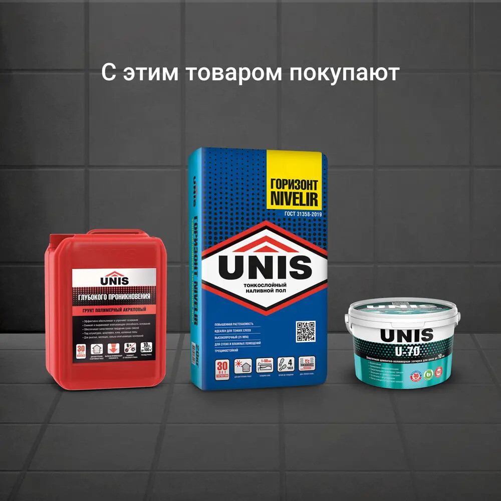 Tile/porcelain stoneware/stone adhesive Unis Uniflex U-100 grey class C2 TE 25 kg