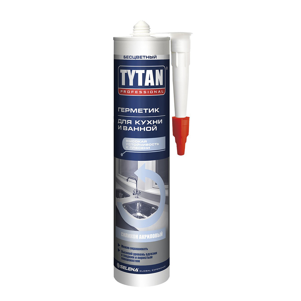 Silicone-acrylic sealant Tytan Professional for kitchen and bathroom, transparent, 280 ml