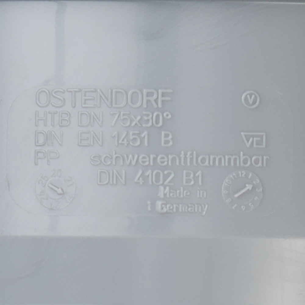 Ostendorf HTB 弯头 75毫米 30° 塑料内排污管 (113110)