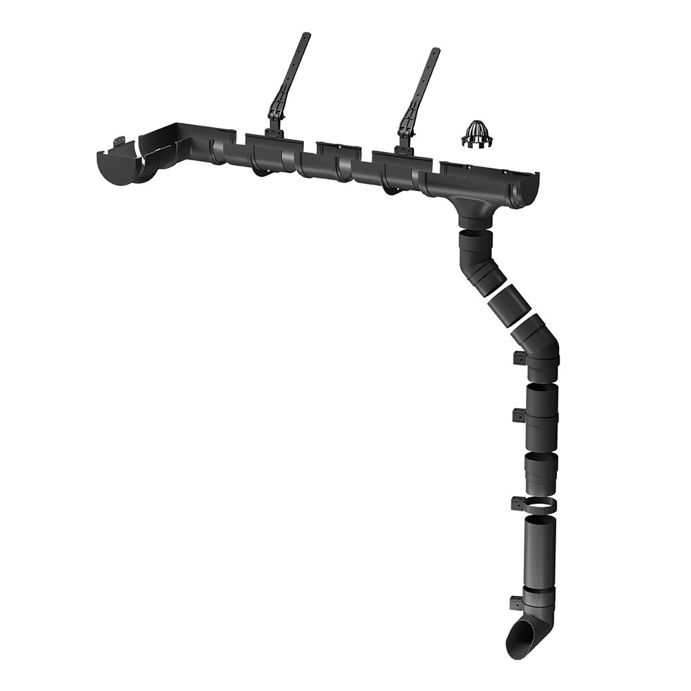 Docke Premium 塑料落水管弯头 d85毫米 炭灰色 RAL 7024