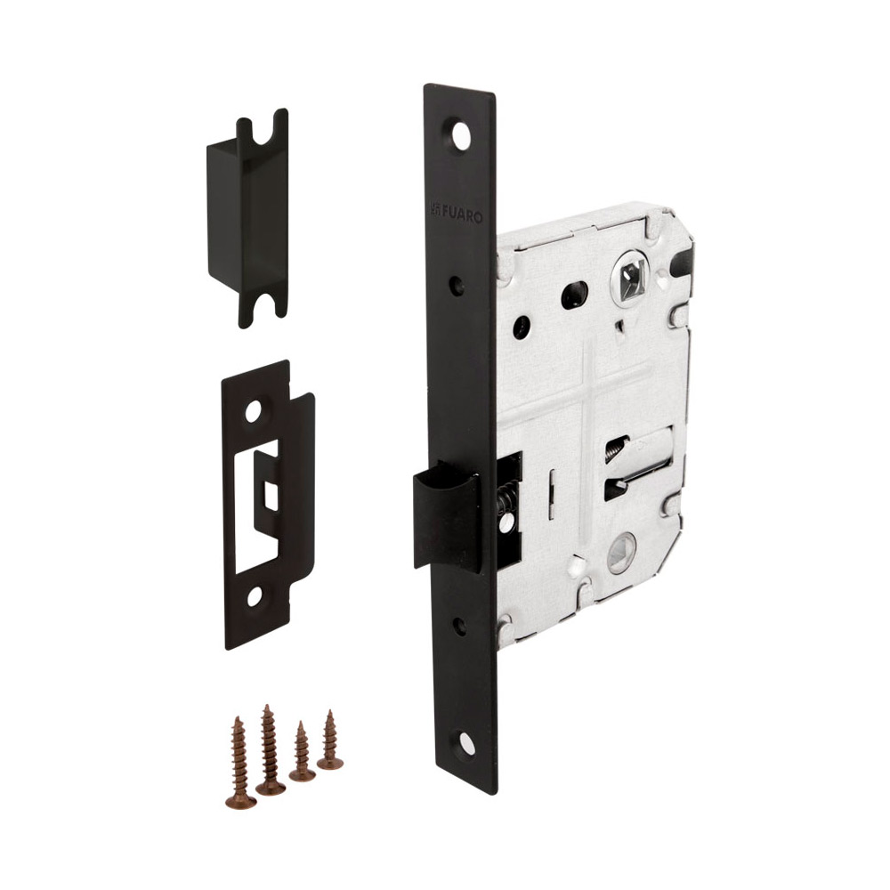Fuaro Plastic P72-50 mortise lock for interior door with latch, black