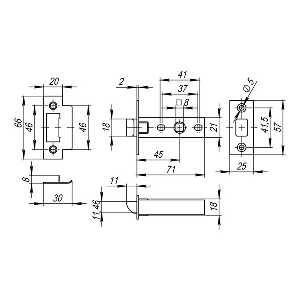 Защелка межкомнатная Fuaro Plastic P12-45-25 белая