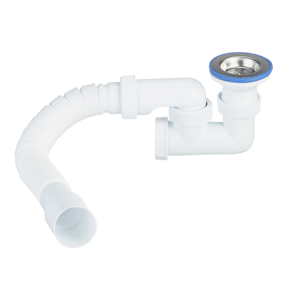 Shower tray siphon VIRPLAST by WIRQUIN 30982460 1 1/2"x40 with D 70 mm outlet and flexible connection 40/50